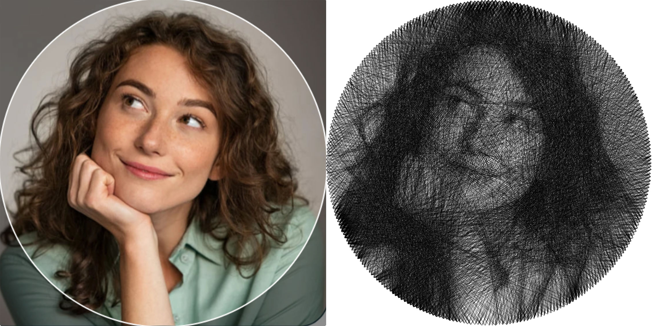 Professional string art portrait created with String Art Generator - thread art masterpiece